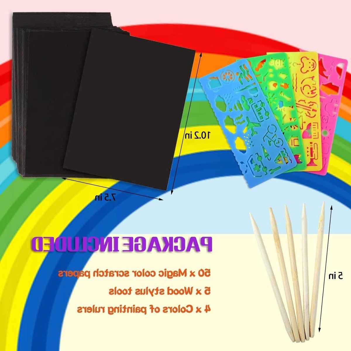 Smoakez - Regenboog kraspapier set voor kinderen - 50 vellen - DIY - Cadeau voor kinderen - Verjaardag - Kerst