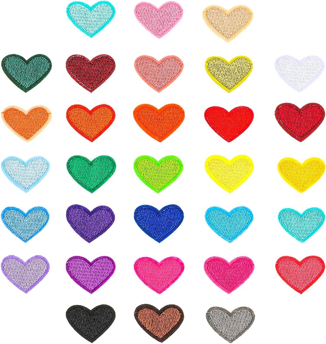Smoakez - Set van 31 harten om op te naaien en op te strijken - Borduurapplicaties - DIY hartpatroon voor kleding en accessoires