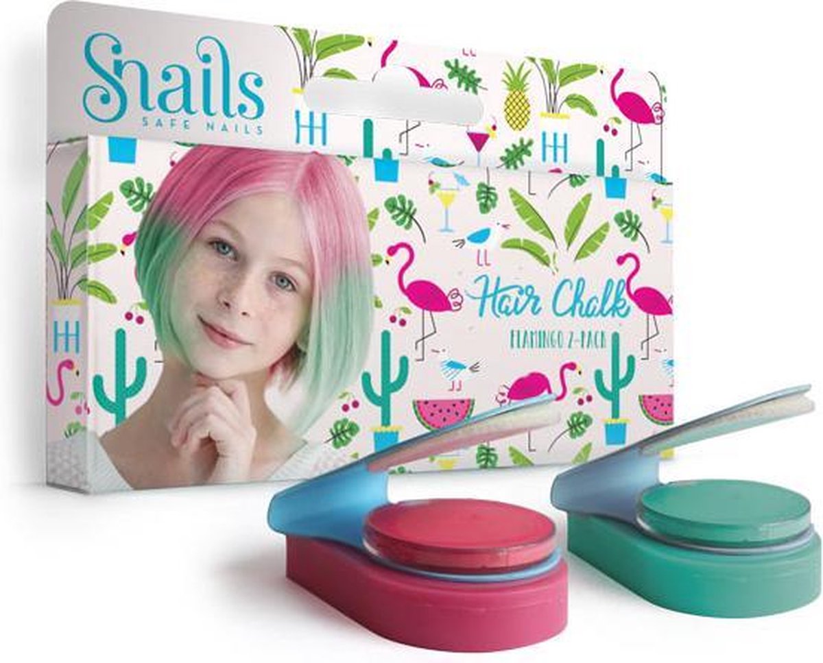 Snails Flamingo Haarkrijt Set van 2 - Meisjes - Haar -Fuchsia en Groen