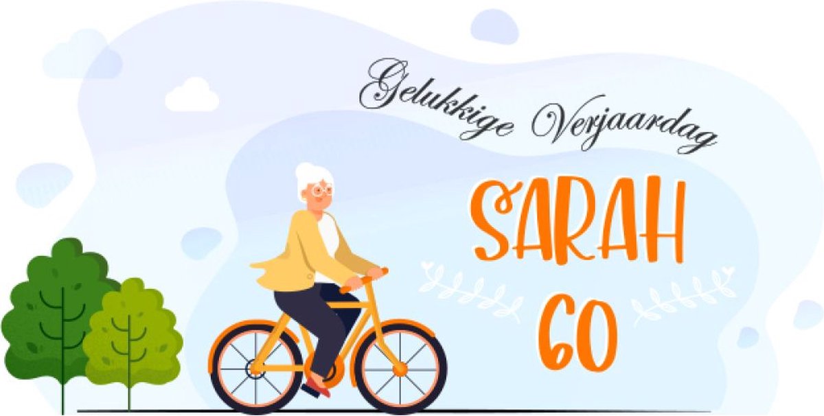 Gelukkige Verjaardag 60 Sarah Versiering Spandoek 100x200cm