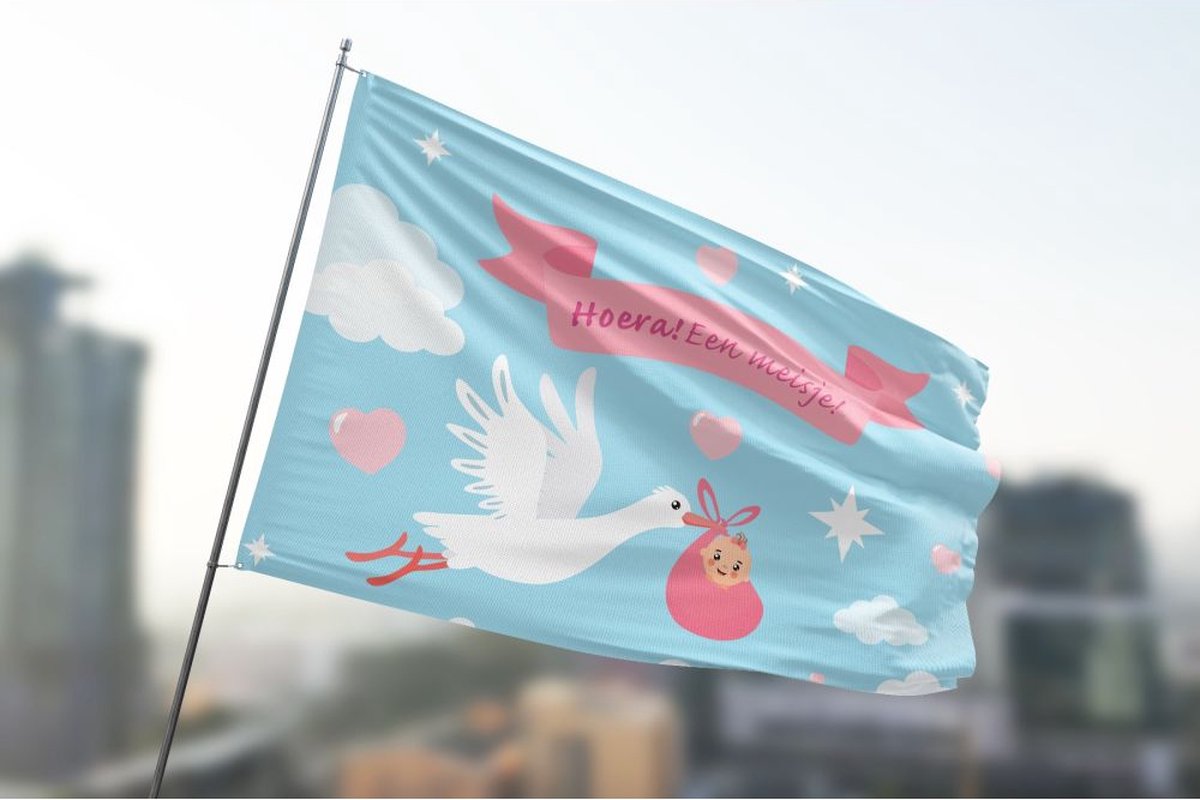 Hoera Een Meisje vlag -2 100x150cm