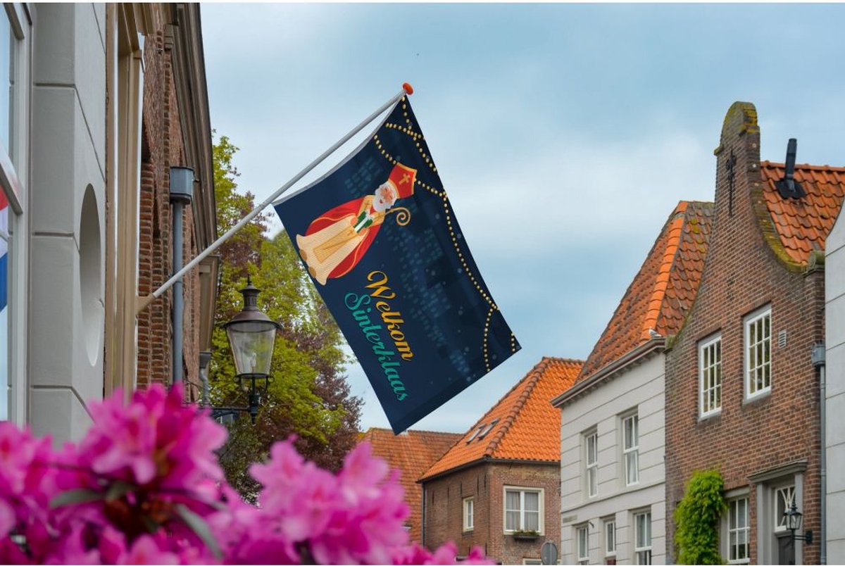 Welkom Sinterklaas Vlag -2 150x225cm