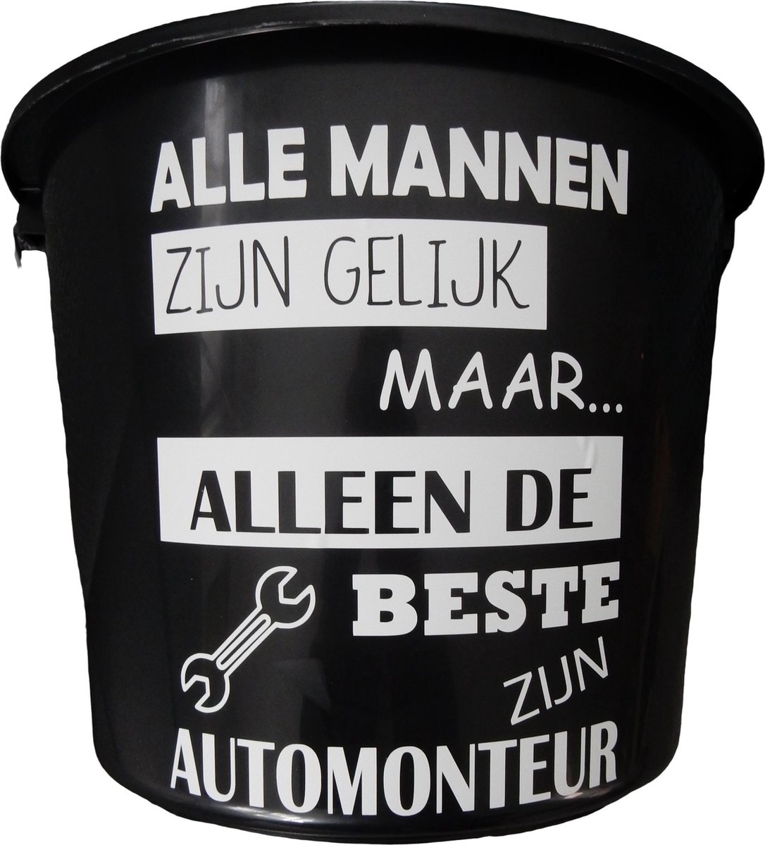 Cadeau Emmer - Automonteur man - 12 liter - zwart - cadeau - geschenk - gift - kado - surprise