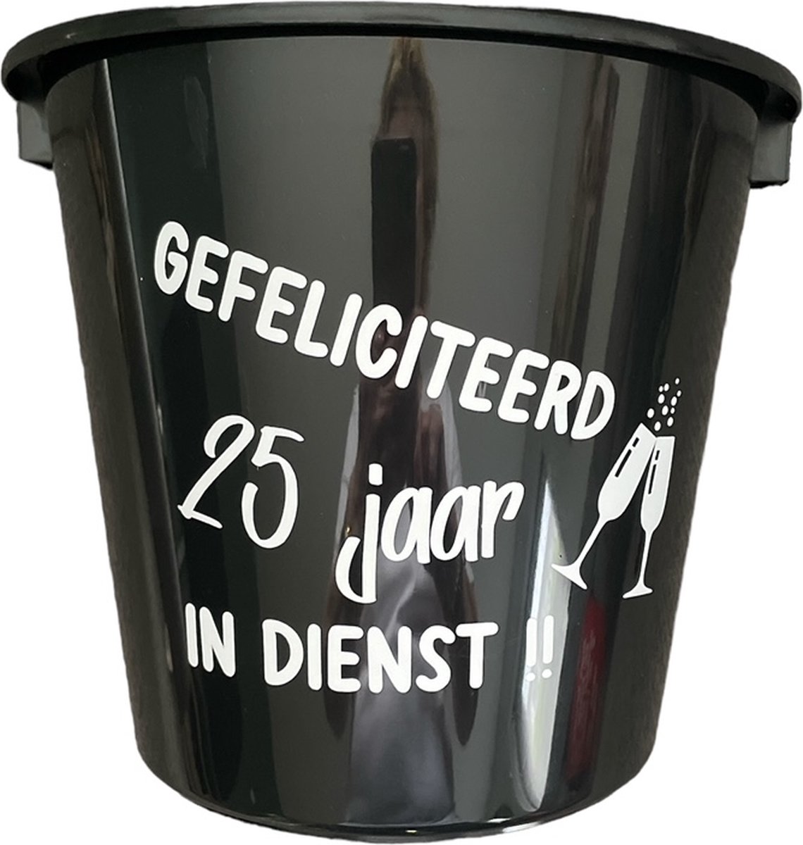 Cadeau Emmer-Gefeliciteerd, 25 jaar in dienst-5 Liter-Zwart-Cadeau-Geschenk-Gift-Kado-Jubileum