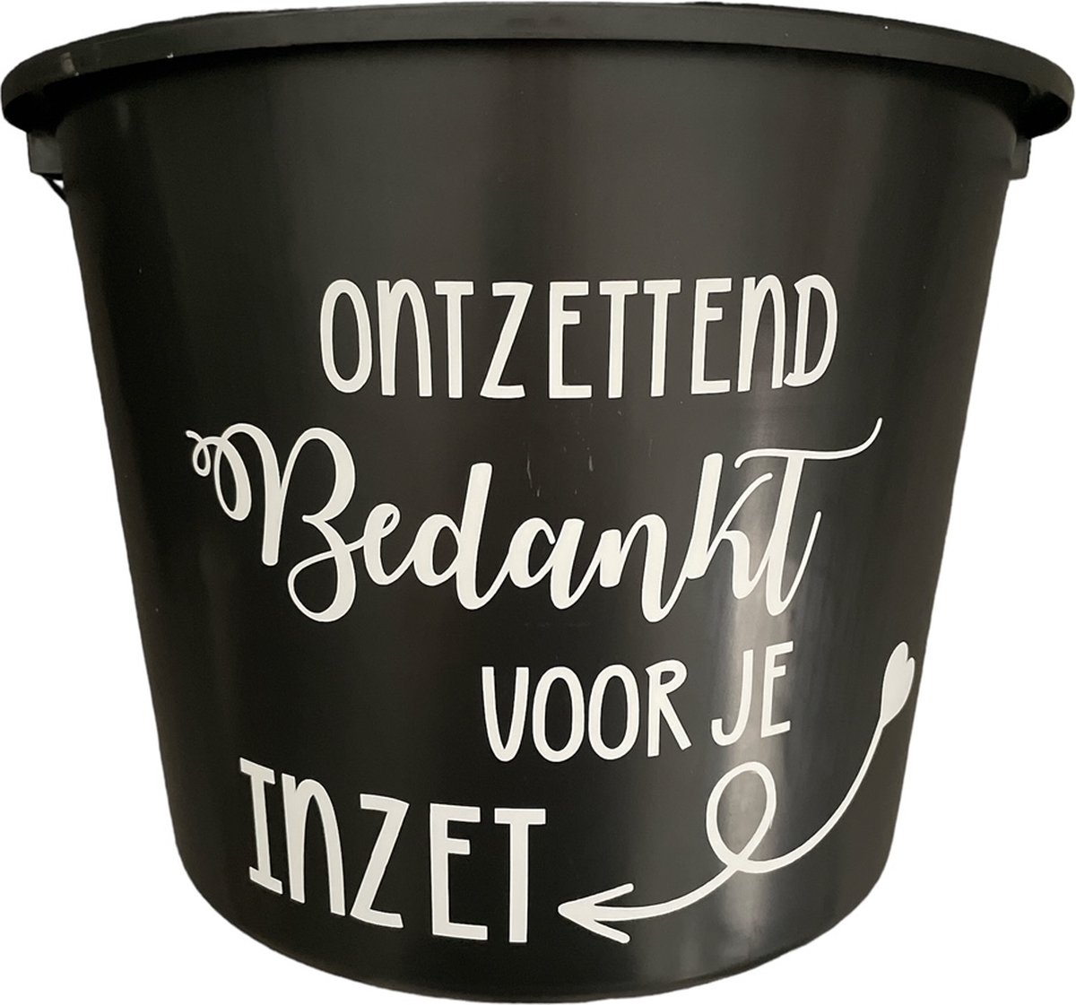 Cadeau Emmer-Ontzettend bedankt voor je inzet-12 liter-Zwart-Cadeau-Geschenk-Gift-Kado-Kerst-Bedanken
