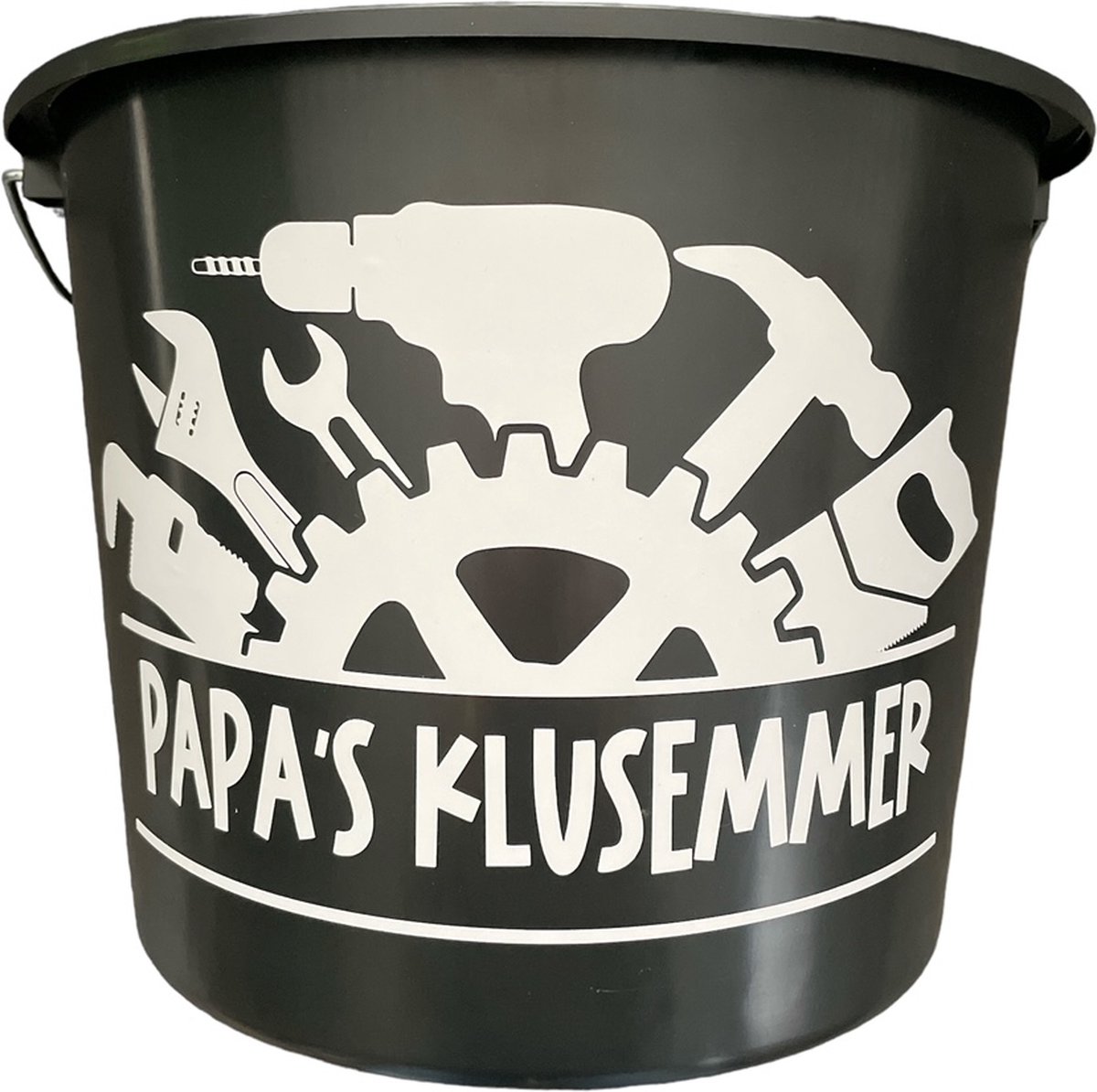 Cadeau Emmer-Papas Klusemmer 2.0-12 Liter-Zwart-Cadeau-Geschenk-Gift-Kado-Verjaardag-Vaderdag