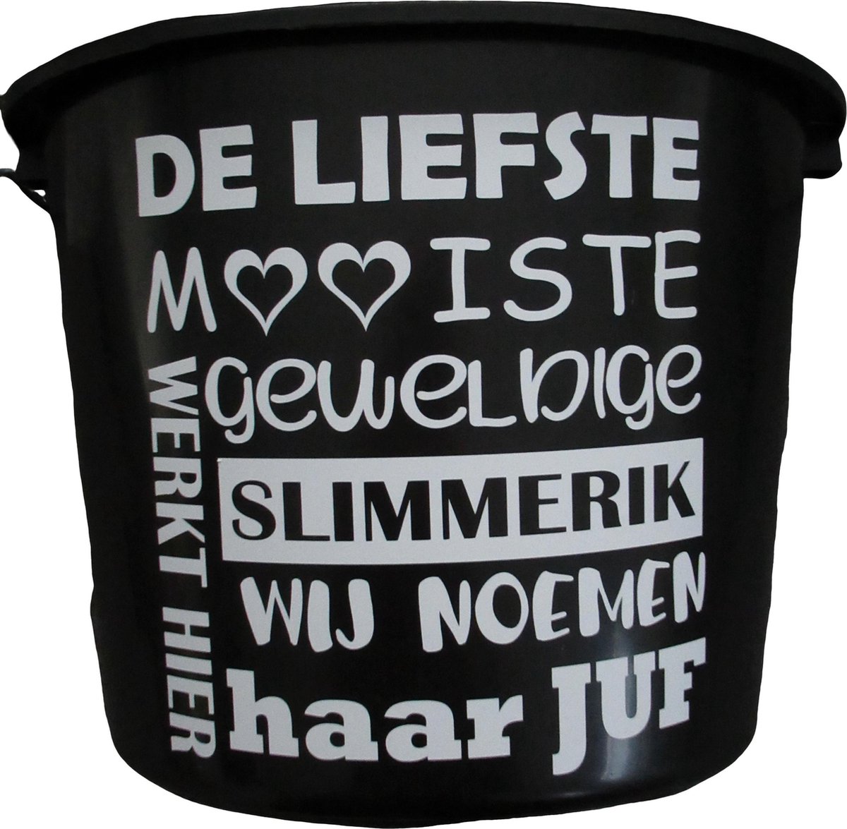 Cadeau emmer - Juf - 12 liter - zwart - cadeau - geschenk - gift - kado - verjaardag - einde schooljaar