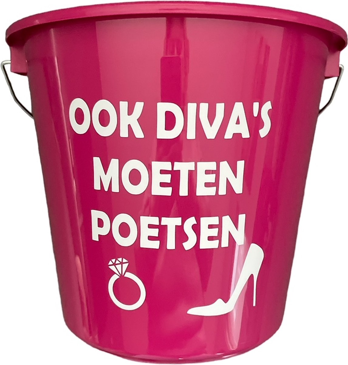 Cadeau emmer-Ook Divas moeten poetsen-Roze-5 Liter-Cadeau-Geschenk-Gift-Kado
