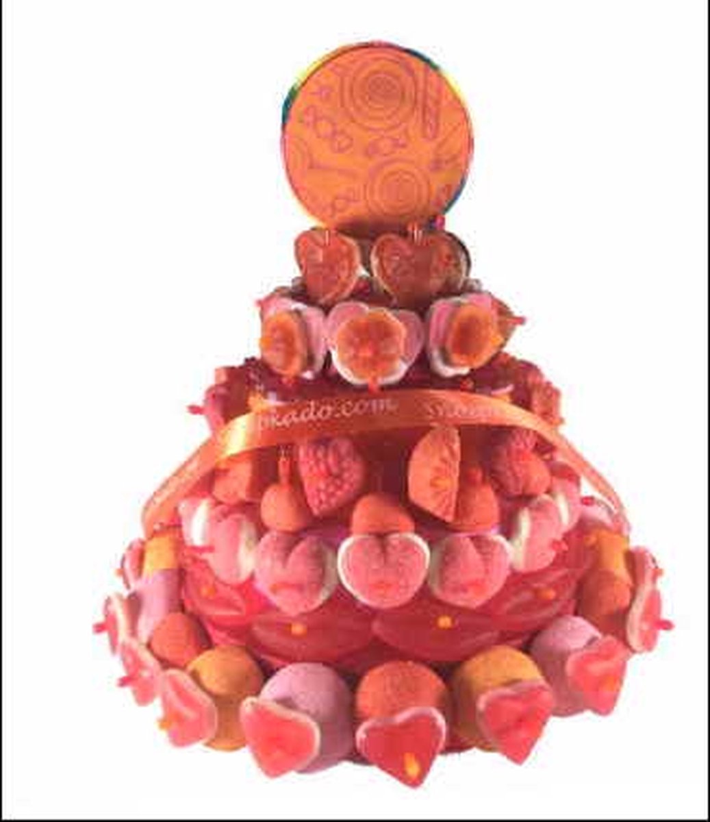 Snoeptaart -  Zoete kleuren - buffet - In cadeauverpakking met gekleurd lint
