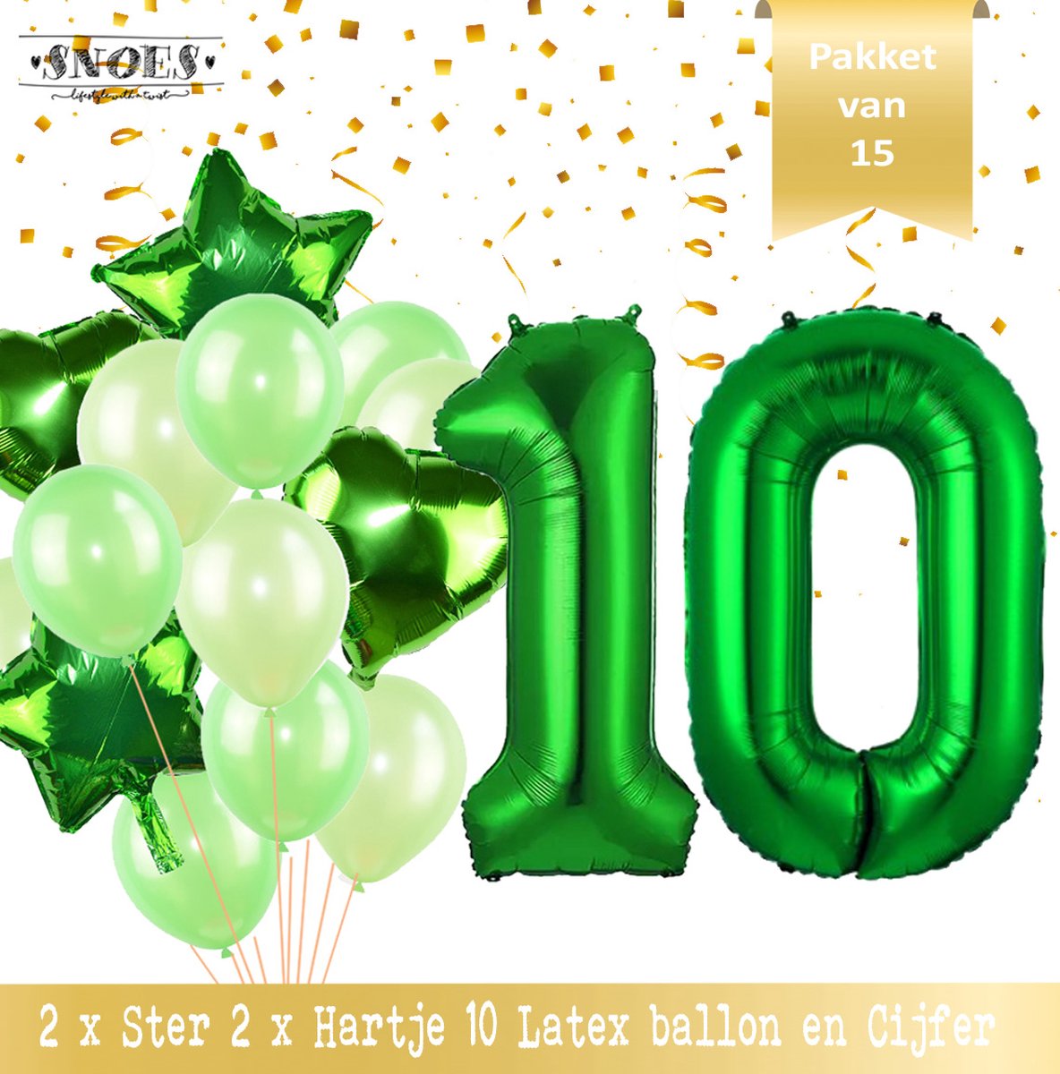 Cijfer Ballon 10 Jaar Groen Forrest Green Boeket * Hoera 10 Jaar Verjaardag Decoratie Set van 15 Ballonnen * 80 cm Verjaardag Nummer Ballon * Snoes * Verjaardag Versiering * Kinderfeestje * Forrest Green* Nummer Ballon 10 * Groen