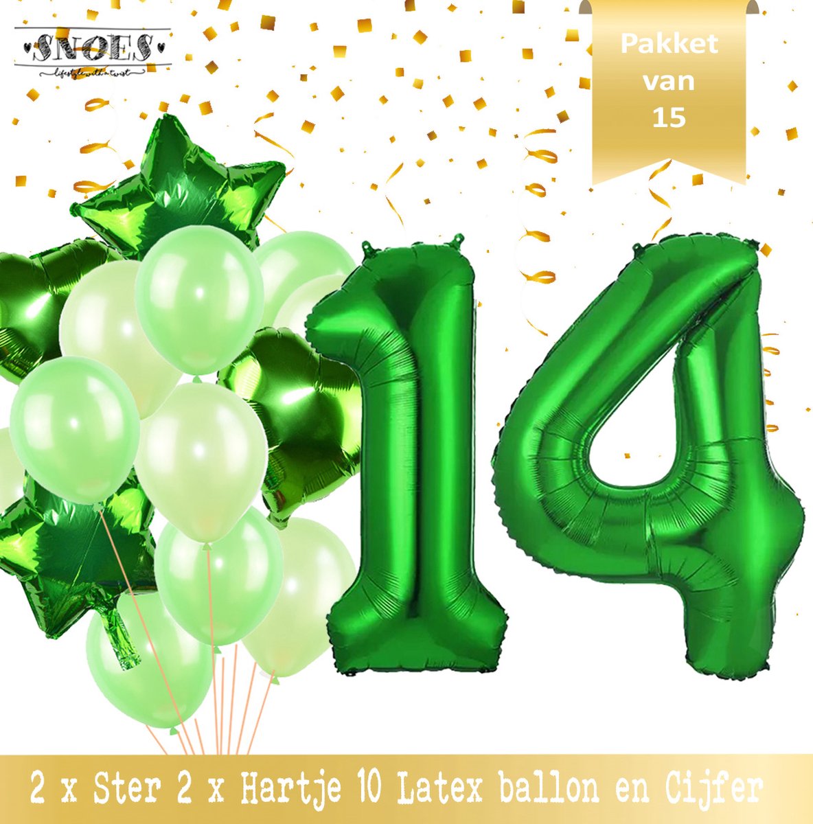 Cijfer Ballon 14 Jaar Groen Forrest Green Boeket * Hoera 14 Jaar Verjaardag Decoratie Set van 15 Ballonnen * 80 cm Verjaardag Nummer Ballon * Snoes * Verjaardag Versiering * Kinderfeestje * Forrest Green* Nummer Ballon 14 * Groen