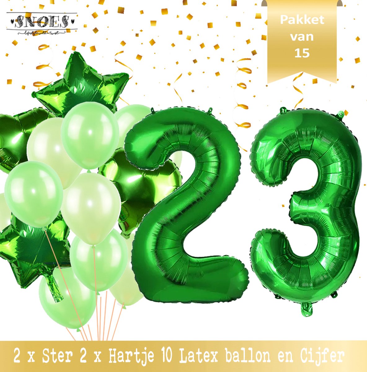 Cijfer Ballon 23 Jaar Groen Forrest Green Boeket * Hoera 23 Jaar Verjaardag Decoratie Set van 15 Ballonnen * 80 cm Verjaardag Nummer Ballon * Snoes * Verjaardag Versiering * Kinderfeestje * Forrest Green* Nummer Ballon 23 * Groen