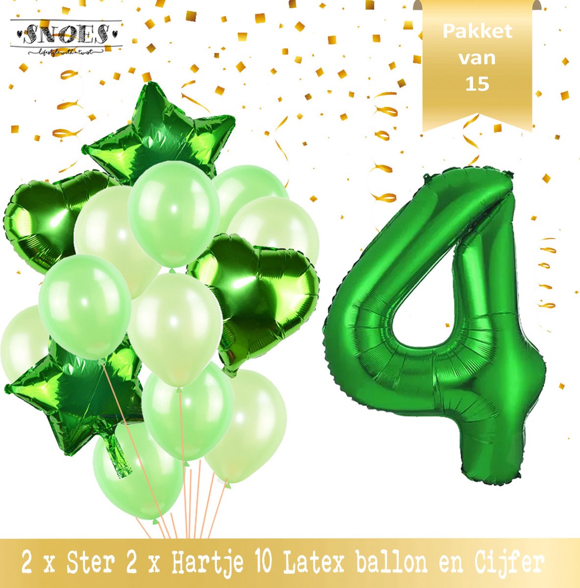 Cijfer Ballon 4 Jaar Groen Forrest Green Boeket * Hoera 4 Jaar Verjaardag Decoratie Set van 15 Ballonnen * 80 cm Verjaardag Nummer Ballon * Snoes * Verjaardag Versiering * Kinderfeestje * Forrest Green* Nummer Ballon 4 * Groen