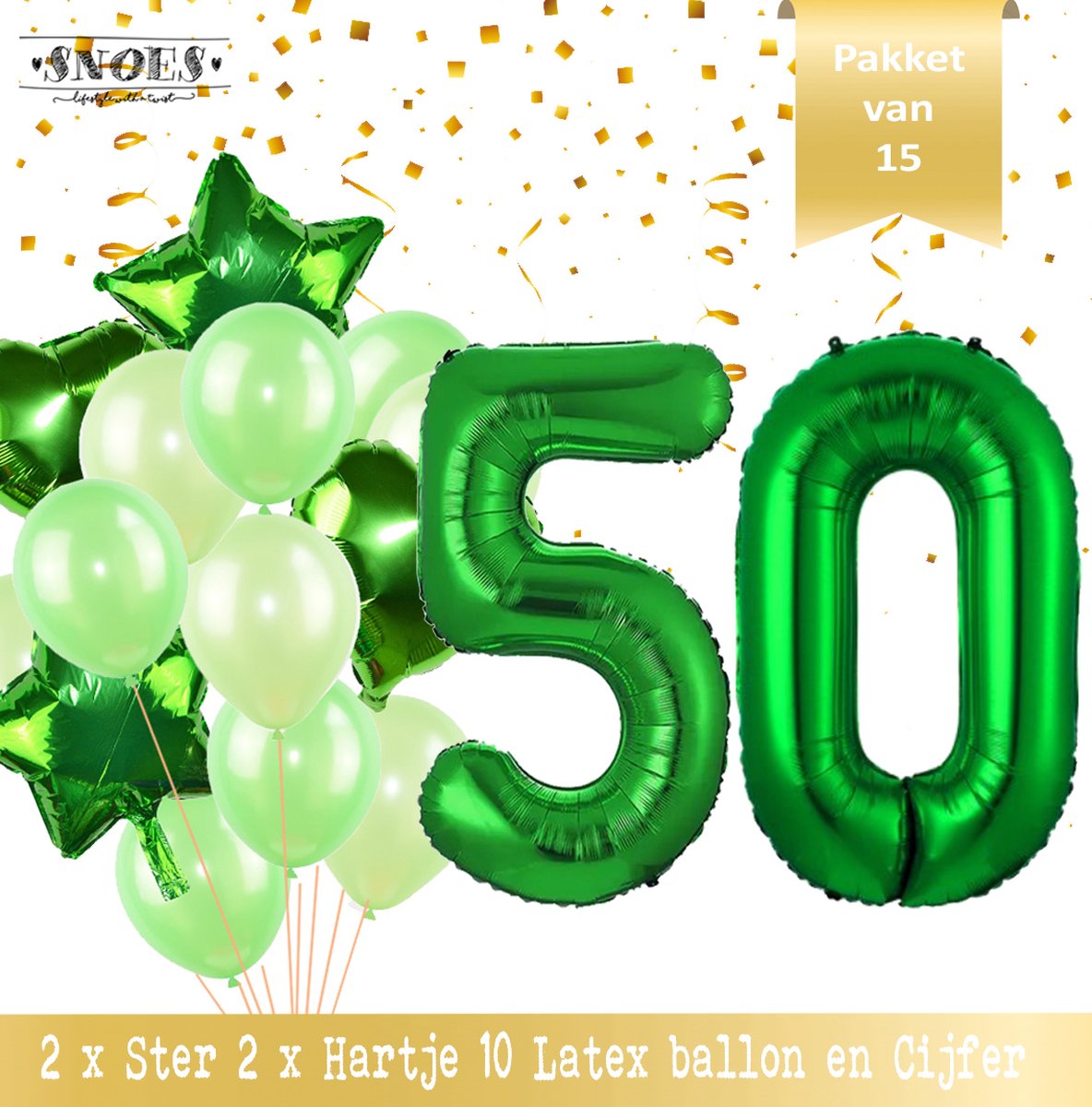 Cijfer Ballon 50 Jaar Groen Forrest Green Boeket * Hoera 50 Jaar Verjaardag Decoratie Set van 15 Ballonnen * 80 cm Verjaardag Nummer Ballon * Snoes * Verjaardag Versiering * Kinderfeestje * Forrest Green* Nummer Ballon 50 * Groen