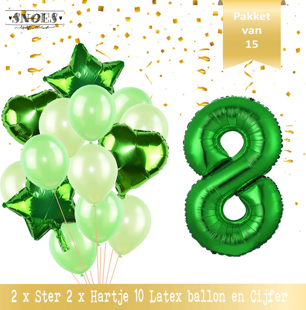 Cijfer Ballon 8 Jaar Groen Forrest Green Boeket * Hoera 8 Jaar Verjaardag Decoratie Set van 15 Ballonnen * 80 cm Verjaardag Nummer Ballon * Snoes * Verjaardag Versiering * Kinderfeestje * Forrest Green* Nummer Ballon 8 * Groen