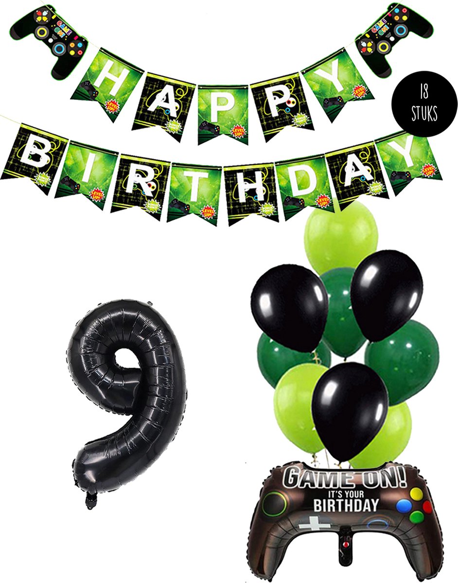 Cijfer Ballon 9 Game Videospel Verjaardag Thema - De Versiering voor de Gamers Birthday Party van Snoes