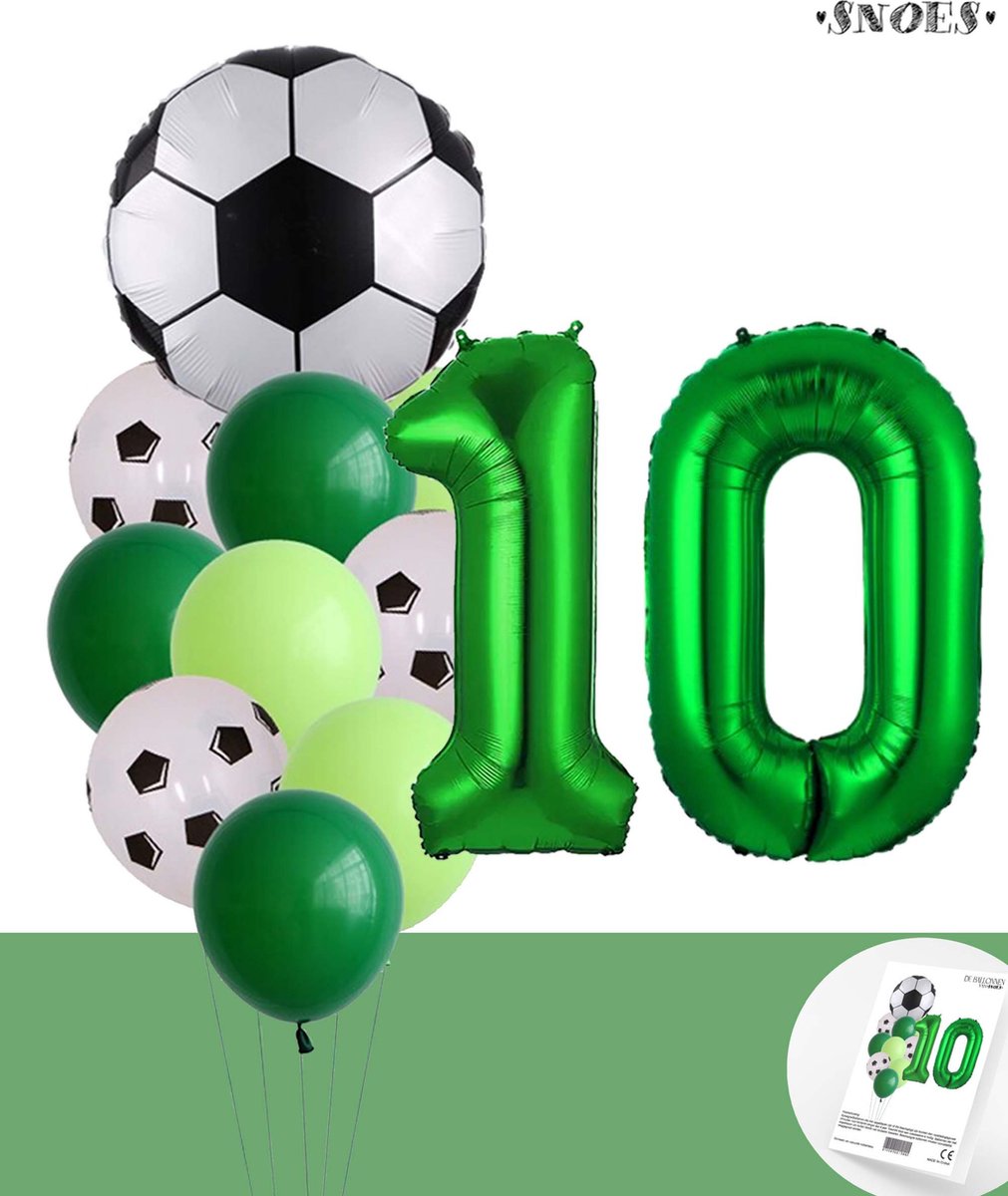 Voetbal Verjaardag * Ballonnen Set 10 Jaar * Hoera 10 Jaar * Jarig Voetbal * Voetbal Fan * Snoes * 80 CM * Voetbal Versiering * Birthday