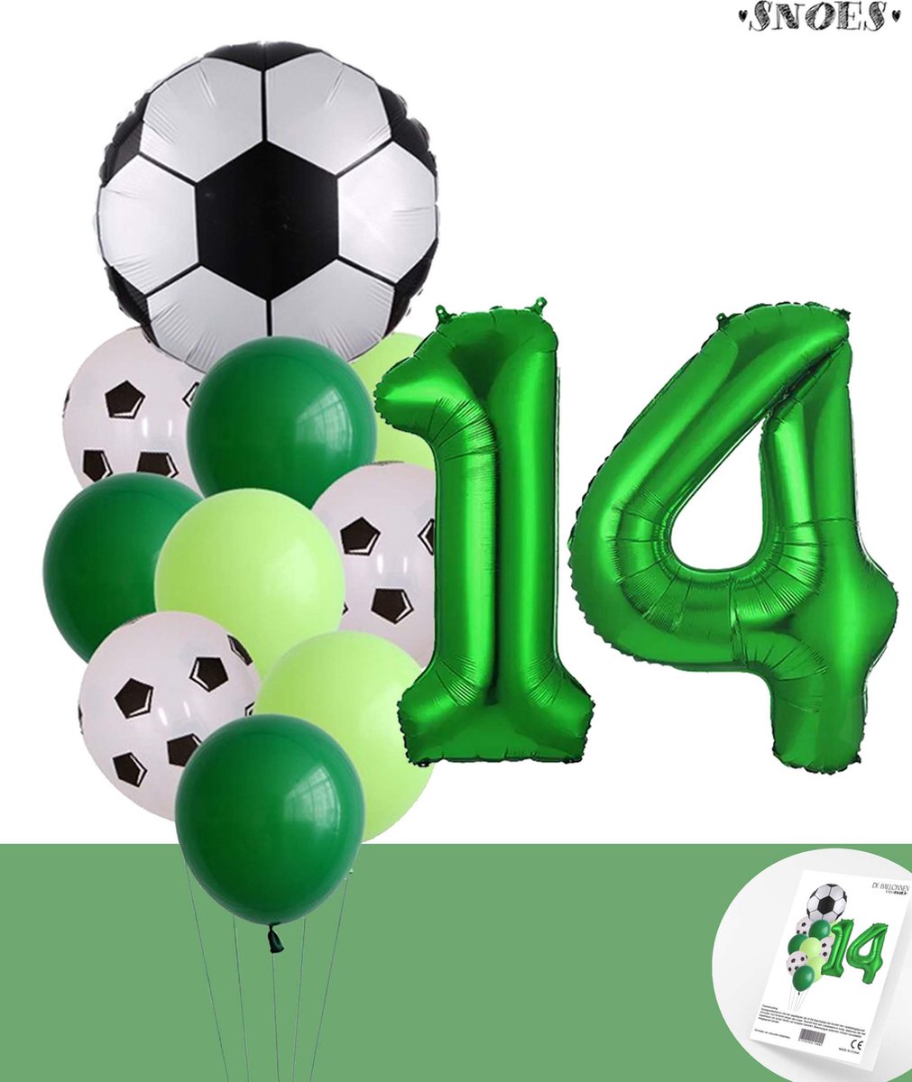 Voetbal Verjaardag * Ballonnen Set 14 Jaar * Hoera 14 Jaar * Jarig Voetbal * Voetbal Fan * Snoes * 80 CM * Voetbal Versiering * Birthday