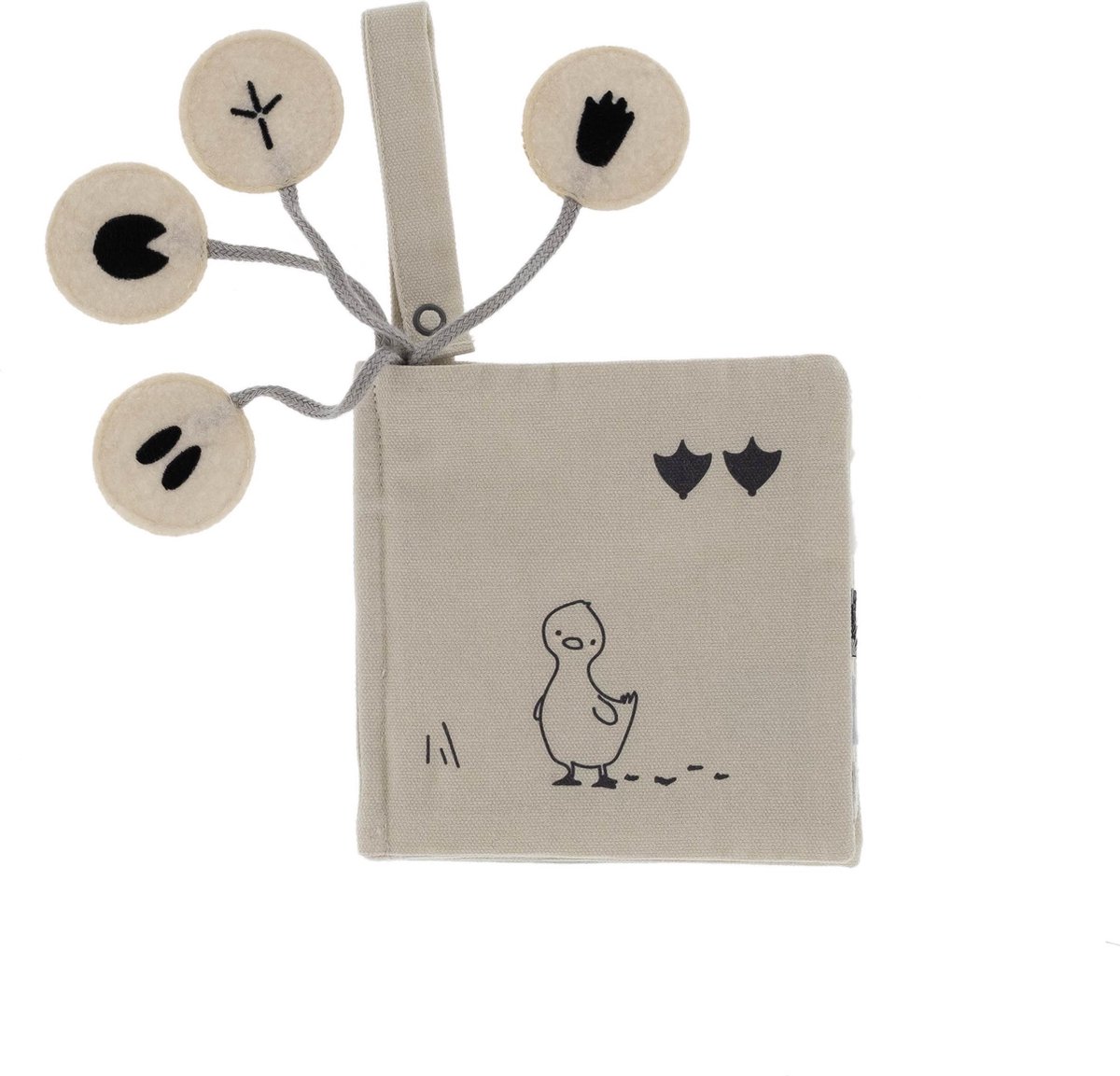 Snoozebaby Ontdek en doe boekje Whose Trail - 100% organic katoen - nature look