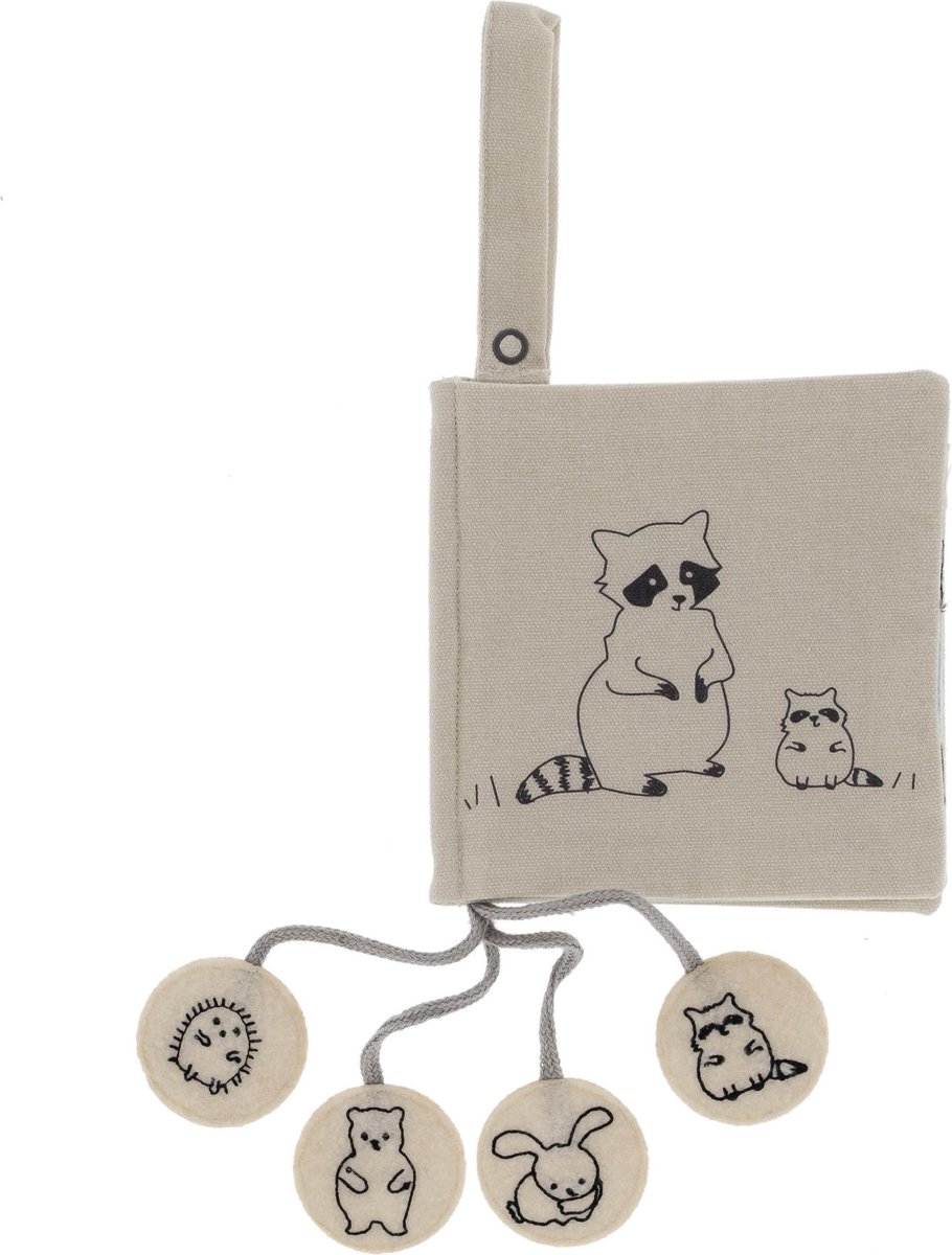 Snoozebaby Ontdek en doe boekje Whose baby - 100% organic katoen - nature look