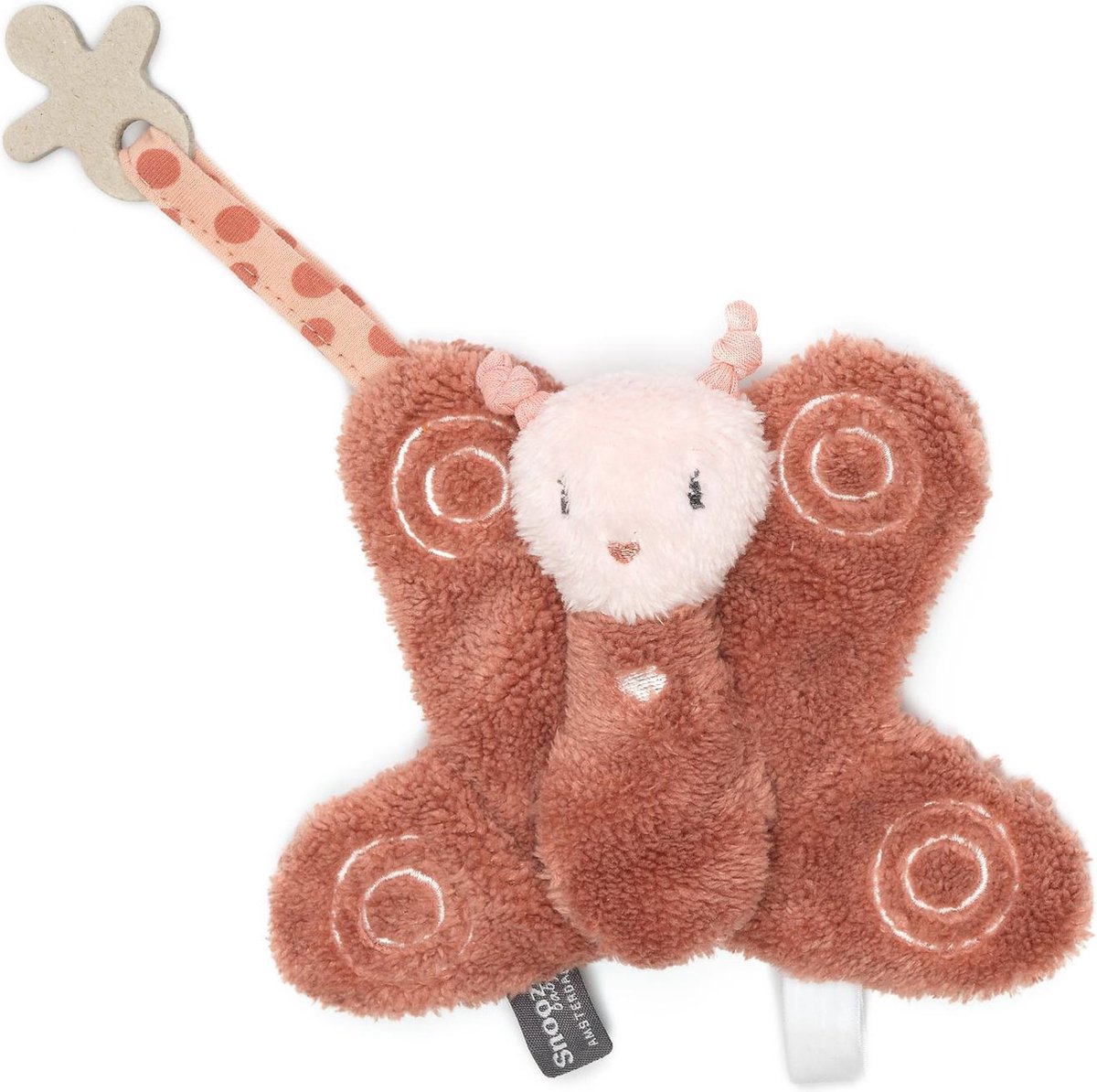 Snoozebaby knuffelvlindertje Bella Butterfly - met labeltjes - Dusty Rose roest