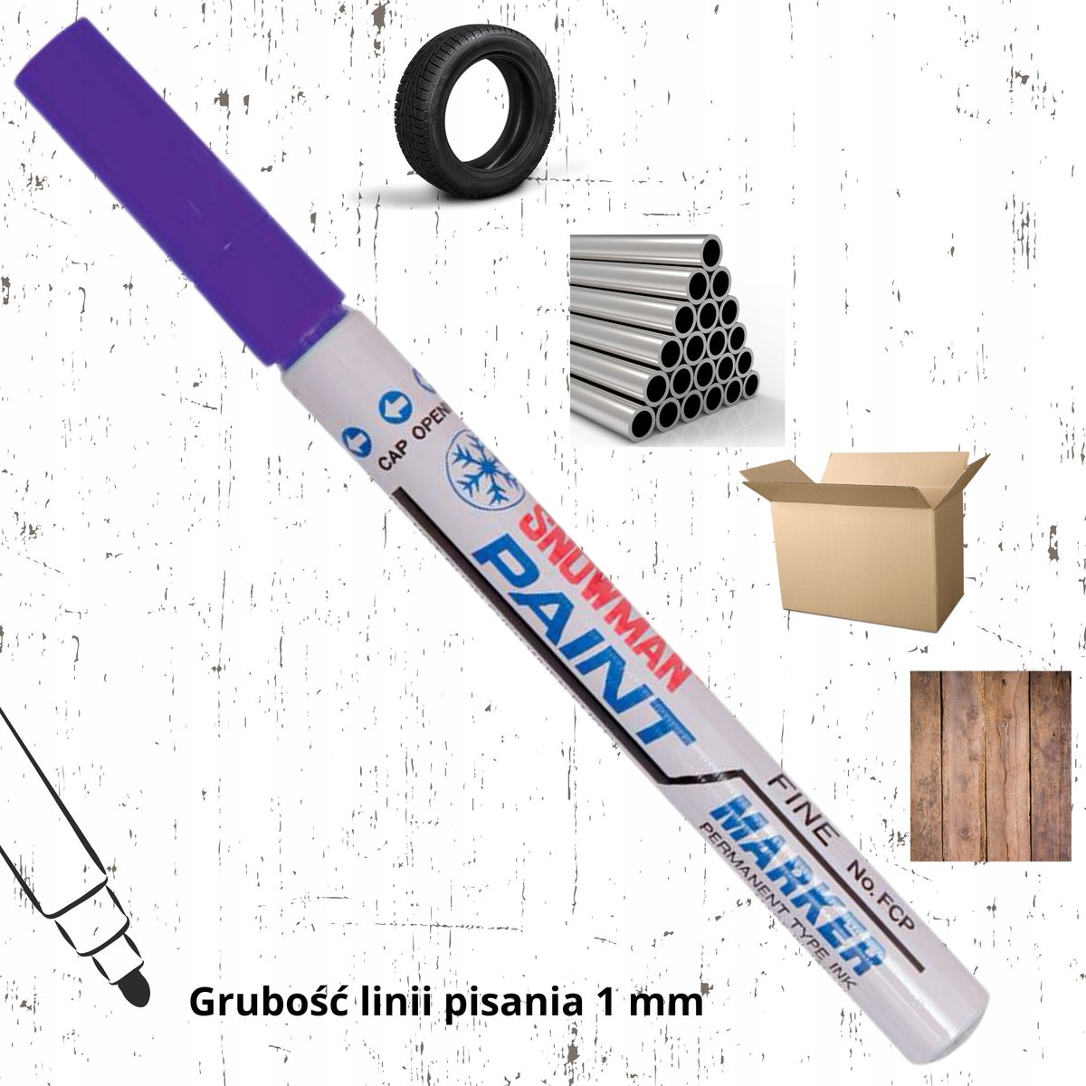 Sneeuwpop Olieverf Marker Paars, Medium, 1-1,5 mm, Universeel