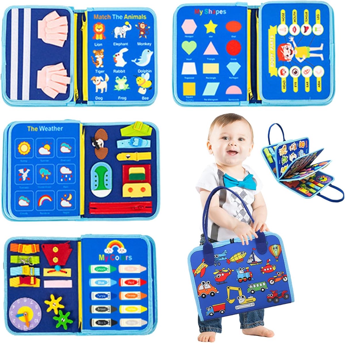 Solacis Montessori activiteitenboek - Busy Board - Activiteitenbord - Activity board - Sensorisch speelgoed - Must have voor uw kind!