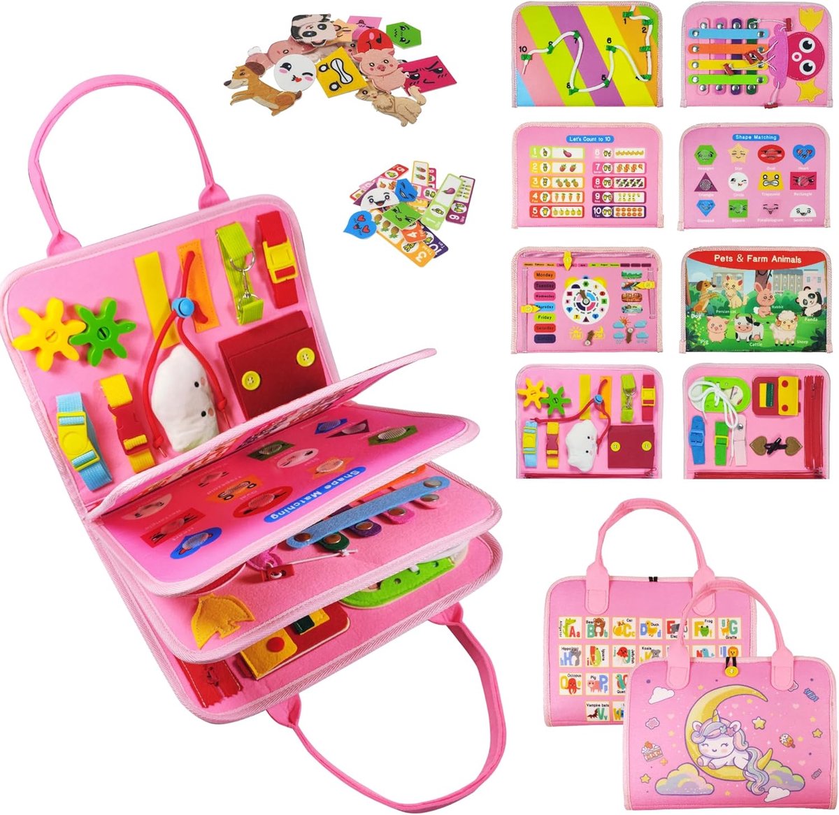 Solacis Montessori activiteitenboek - Busy Board - Activiteitenbord - Activity board - Sensorisch speelgoed - Must have voor uw kind!