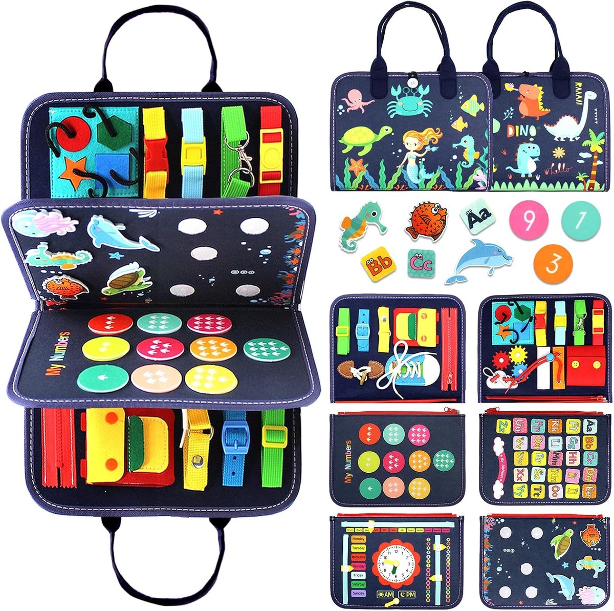 Solacis Montessori activiteitenboek - Busy Board - Activiteitenbord - Activity board - Sensorisch speelgoed - Must have voor uw kind!