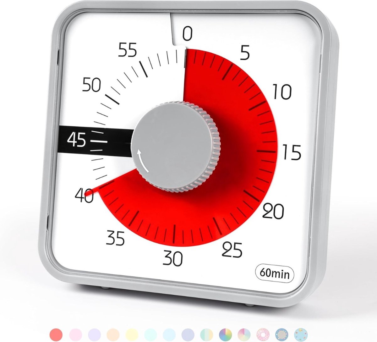 Solene Aftelklok - Visuele Timer Met Rode Schijf - Mechanisch - Geluidssignaal - Educatief Voor Kinderen - Magnetisch En Vrijstaand