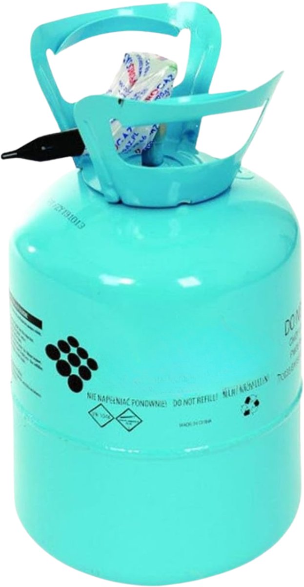 Solene Helium Tank Voor Ballonnen - Wegwerp Fles - Geschikt Voor 50 Ballonnen - 99,9% Zuiver Helium - Inclusief 50 Ballonnen En Wit Lint