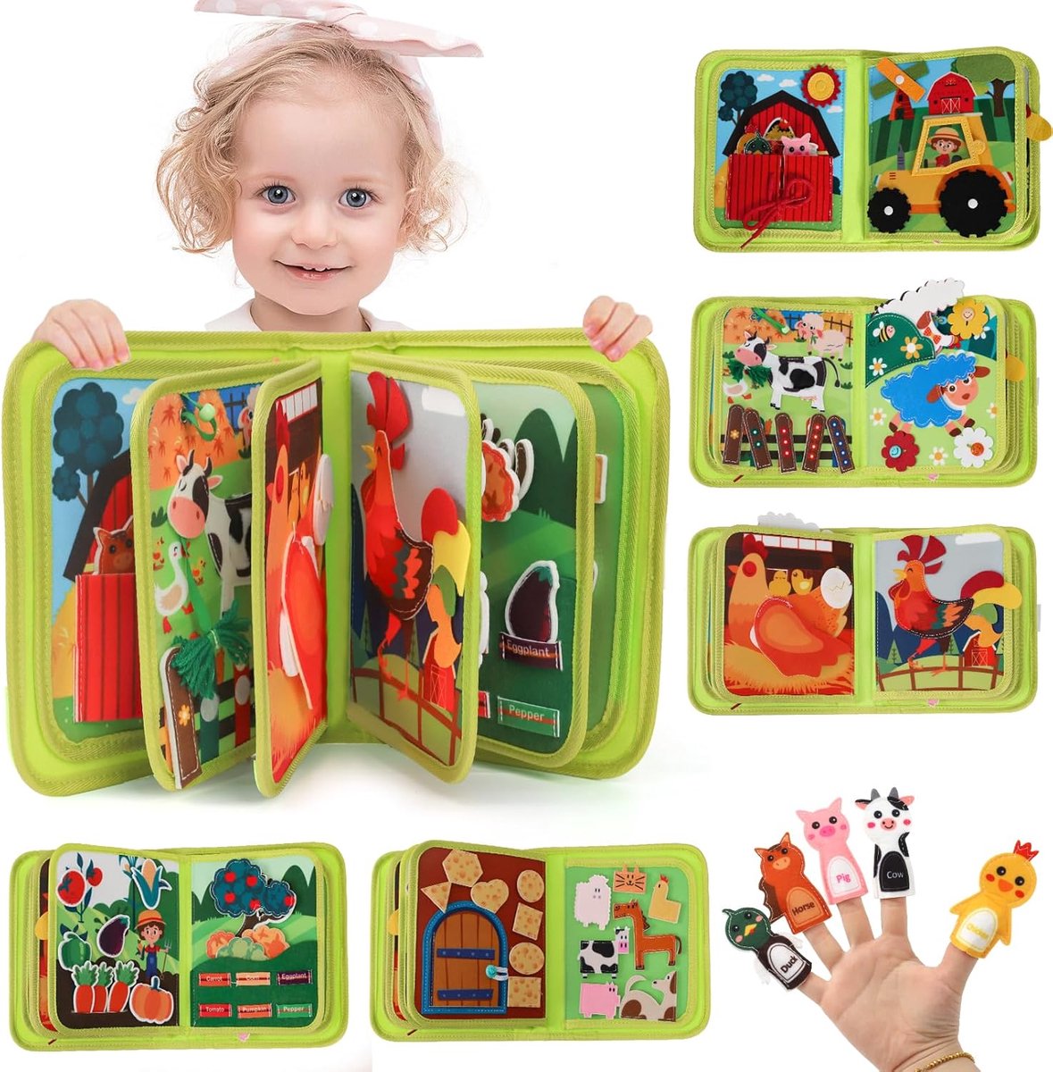 Solene Montessori Activiteiten Boek - 20-in-1 Educatief Speelboek - Kleurrijk Stilteboek - Fijne Motoriek - Cognitieve Ontwikkeling - Peuter Speelgoed - Reiseditie