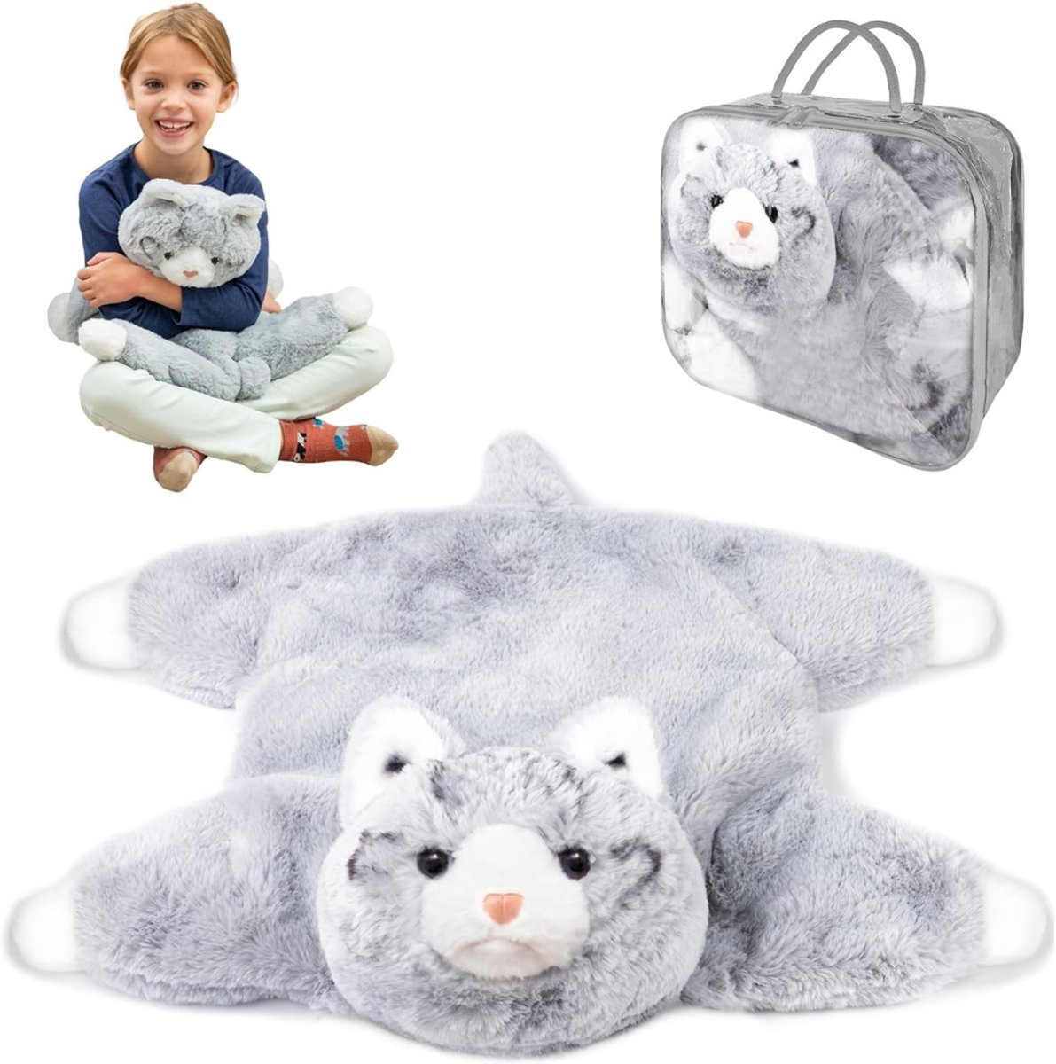 Solene Verzwaringsknuffel - Weighted Stuffed Animal - Verzwaringsknuffel Volwassenen & Kinderen - Zachte Kat 53x53 cm - Antistress Knuffel - Sensorische Schootknuffel - Therapeutisch Speelgoed - Kalmerend & Ontspannend