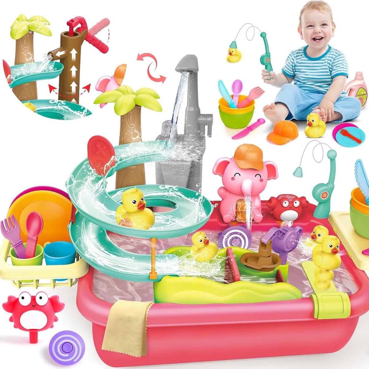 Solene Watertafel - Waterspeelgoed Voor Kinderen - Voor Jongens En Meisjes - Activiteitentafel Met Water Voor De Tuin En Buiten - Inclusief Accessoires - Buitenspeelgoed -