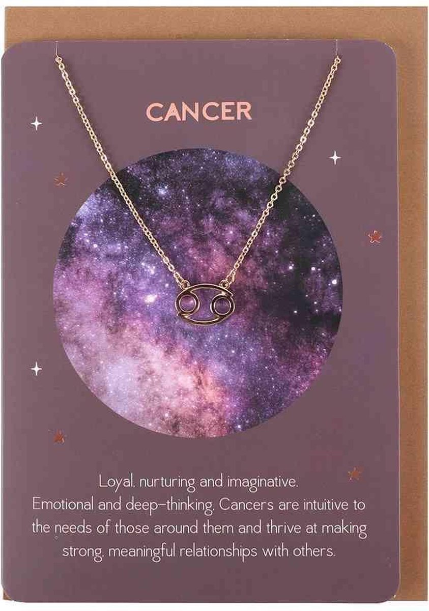 Something Different Ketting Cancer Star Sign Met kaart Goudkleurig