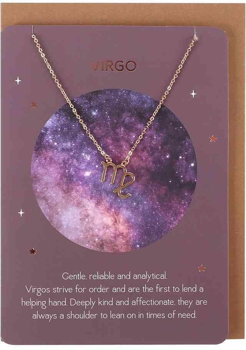 Something Different Ketting Virgo Star Sign Met kaart Goudkleurig