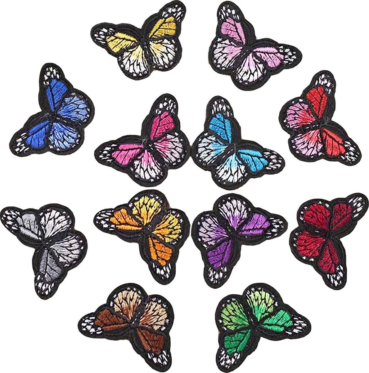 Somstyle 12x Strijk Embleem Vlinders - Patches voor Kleding - Stof & Strijk Applicatie - Multicolor
