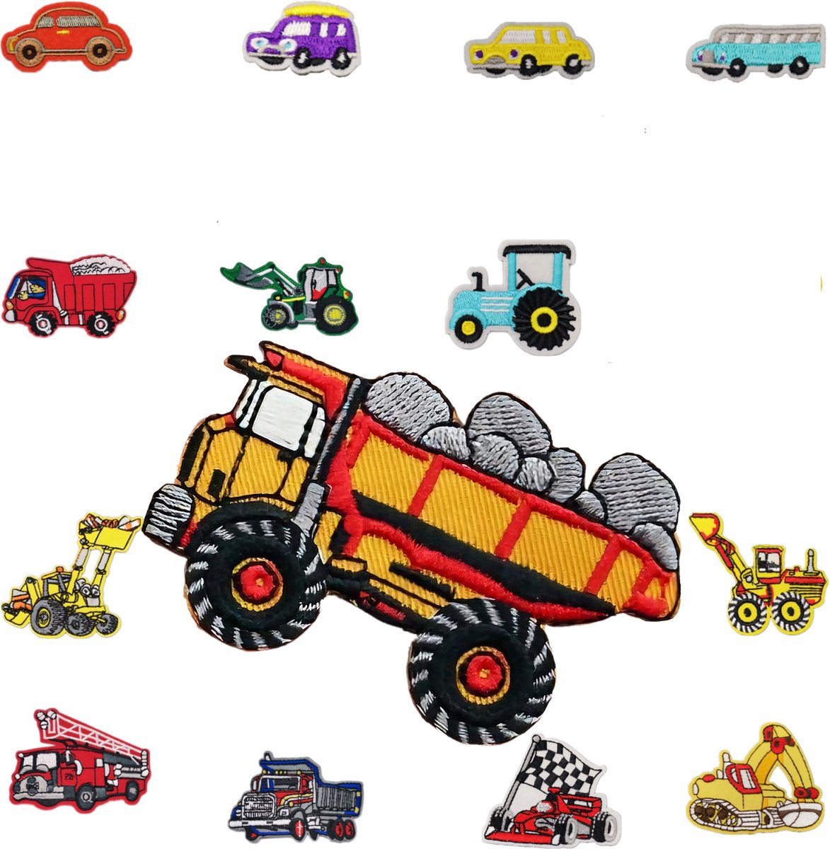 Somstyle 14x Strijk Embleem Autos - Patches voor Kleding - Stof & Strijk Applicatie - Multicolor