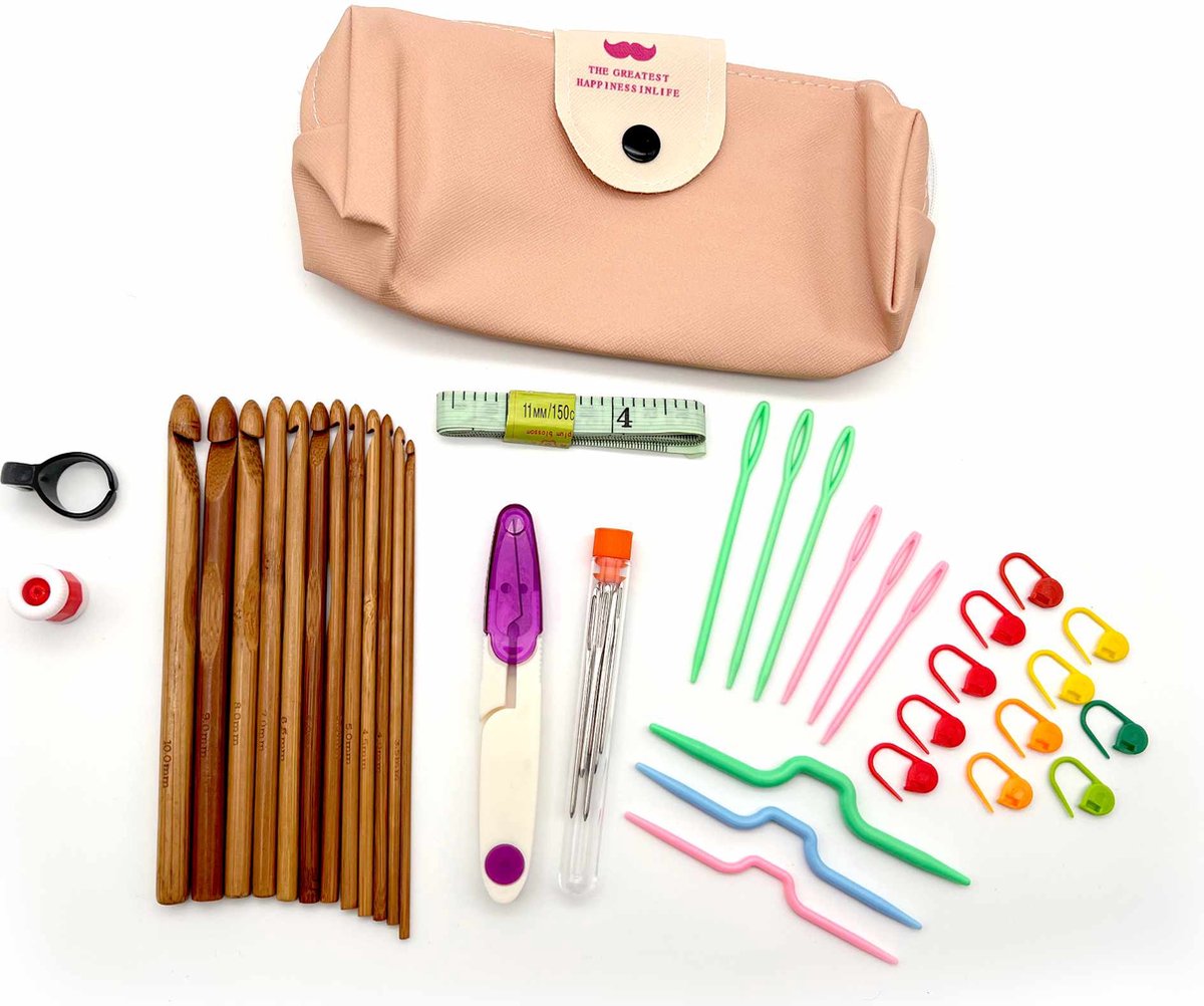 Somstyle 45-in-1 Haaknaalden Set Bamboe - Crochet Set - Breihaak - Ergonomische Haakset - Multicolor