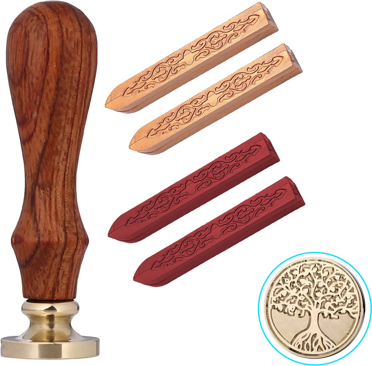 Somstyle 5-Delige Wax Stempel Set - Zegellak Staven - Vintage Zegel voor Brief & Envelop - Boom Design