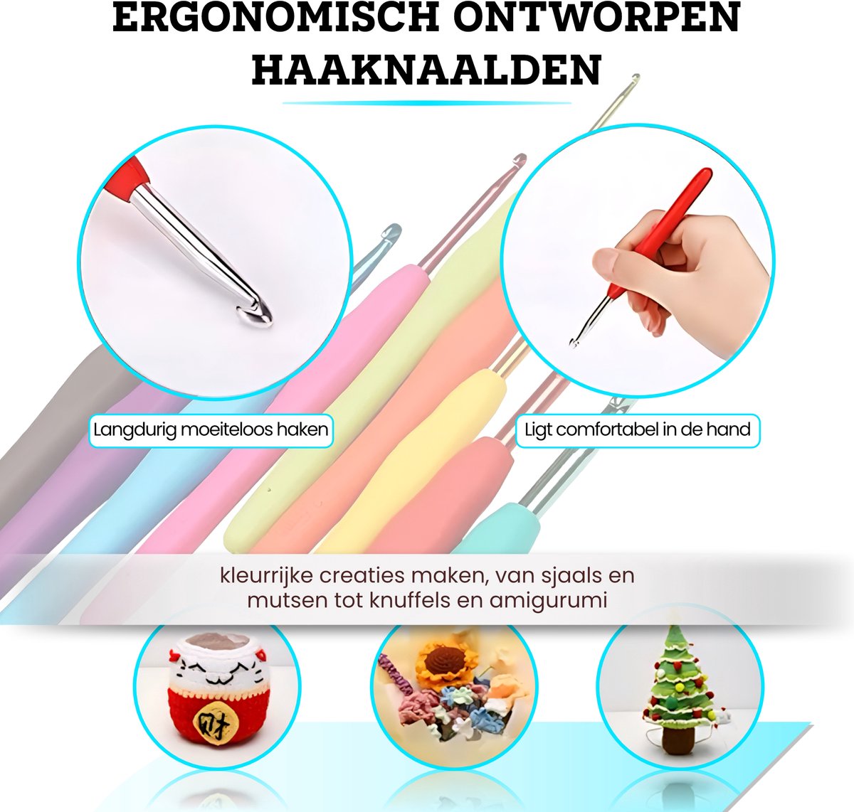Somstyle Complete Haaknaalden Set - 67-Delig - Crochet Set - 5 Kleuren Haak Garen - Breihaak - Ergonomische Haakset - Multicolor