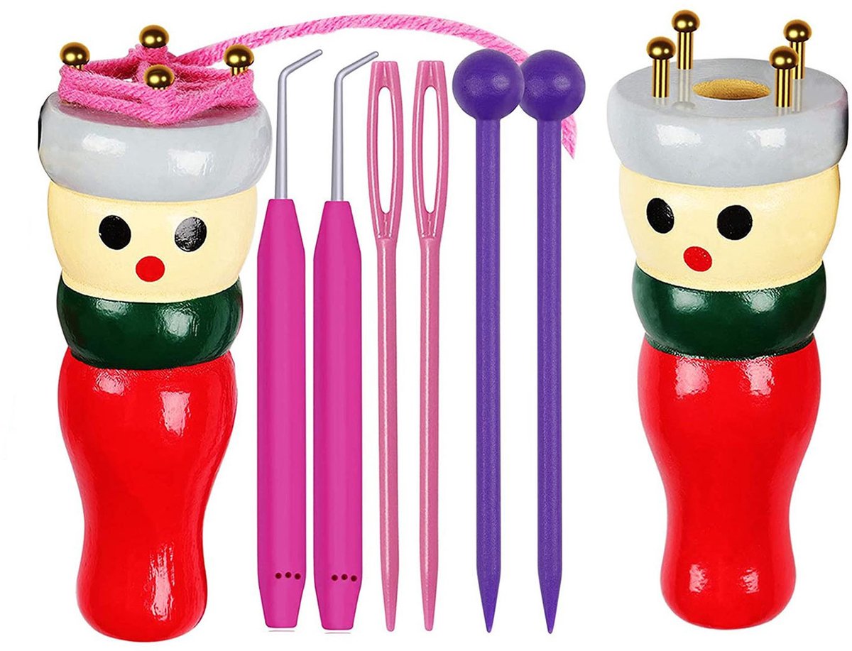 Somstyle Complete Punnik Set - 8-Delig - Punnikpopje - Breipoppetje & Naalden - Breimolen Handwerk Tool - Multicolor