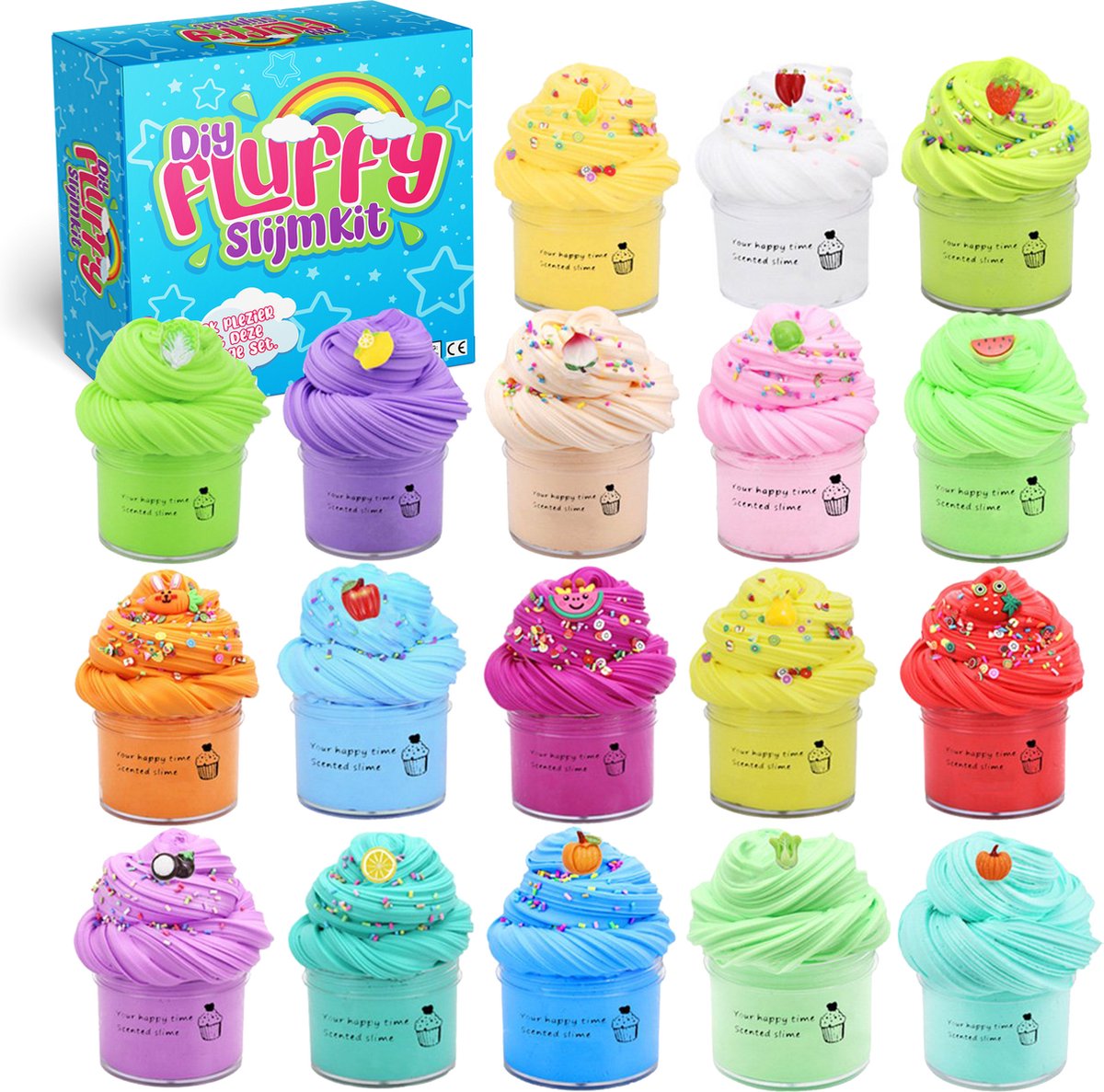 Somstyle Fluffy Slijm Set 18x 50ml - Fluffy Slime Kit - Motoriek Speelgoed - Edacutief Speelgoed - Slijm Voor Kinderen - Slijm Fluffy - Butter Slime