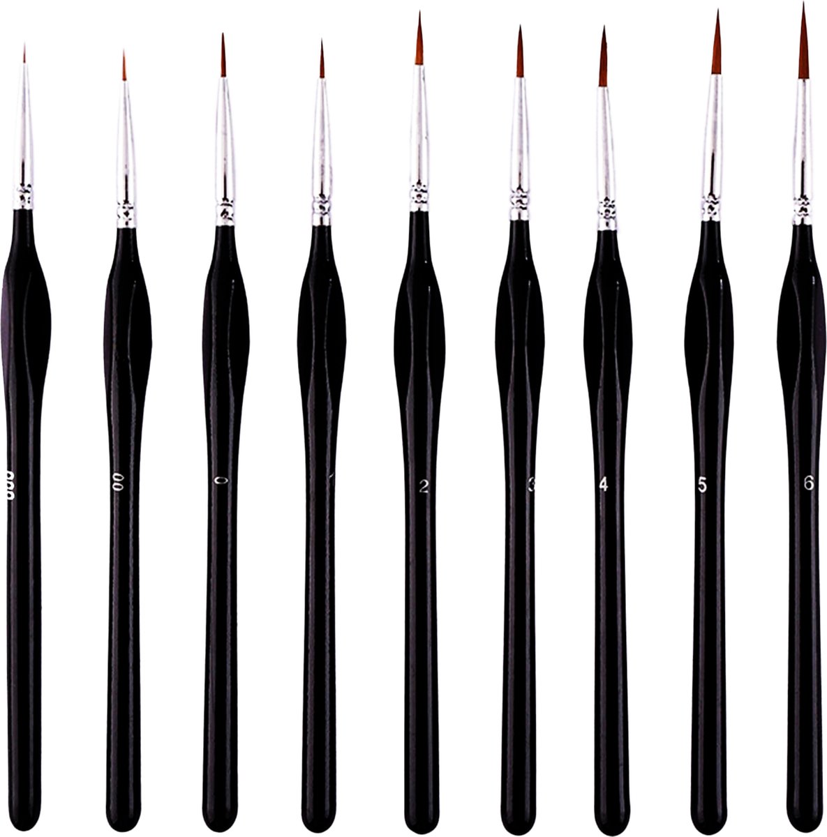 Somstyle Professionele Penselen Set - 9 Kwasten - Voor Aquarelverf, Waterverf, Acrylverf & Olieverf - Dunne Kwast voor Schilderen - Ergonomisch - Zwart