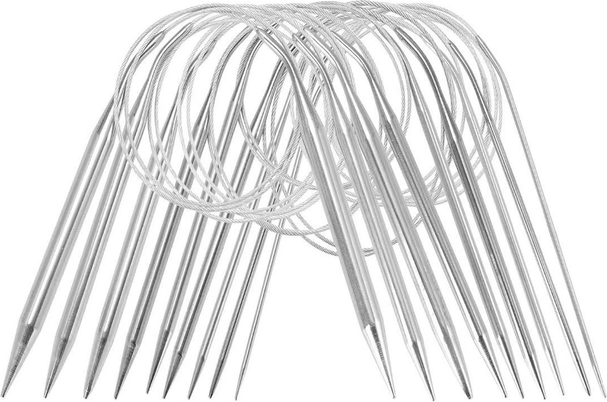 Somstyle Rondbreinaalden Set - 2.5 mm t/m 10 mm - Breinaalden voor Rondbreien - RVS - 9 Stuks