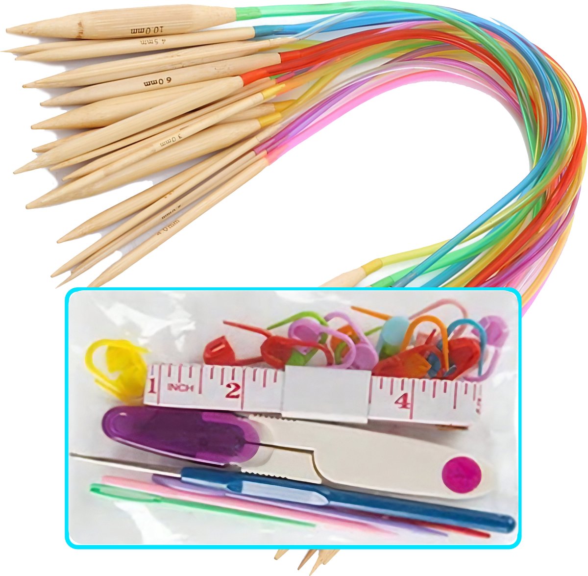 Somstyle Rondbreinaalden Set - Geschikt Voor Rondbreien - 40 Centimeter - 18-Delig