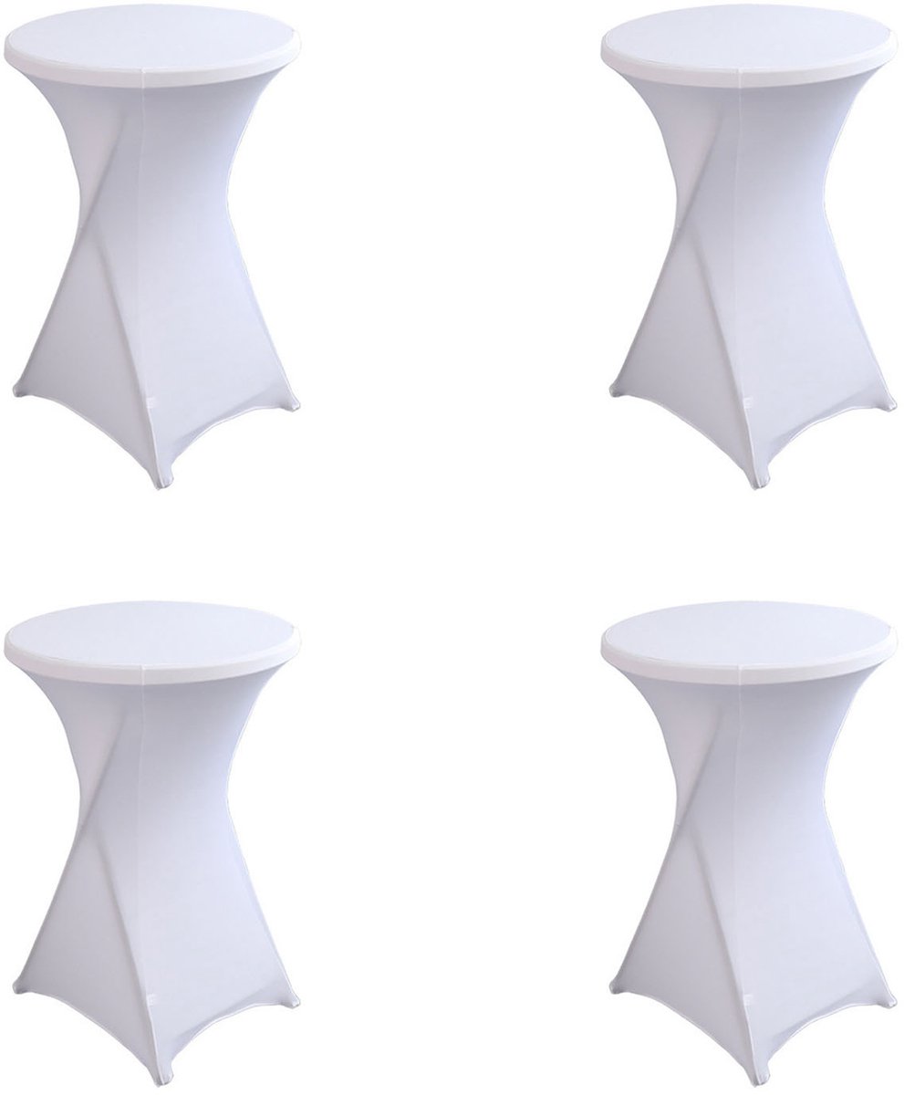 Somstyle Statafelrok Set - 4 Stuks - Statafelhoes - ∅80-85 x 110 CM - Stretch Tafelrok - Wit