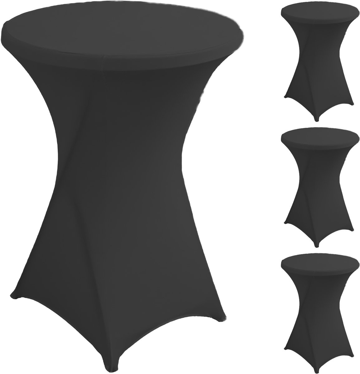 Somstyle Statafelrok Set - 4 Stuks - Statafelhoes - ∅80-85 x 110 CM - Stretch Tafelrok - Zwart