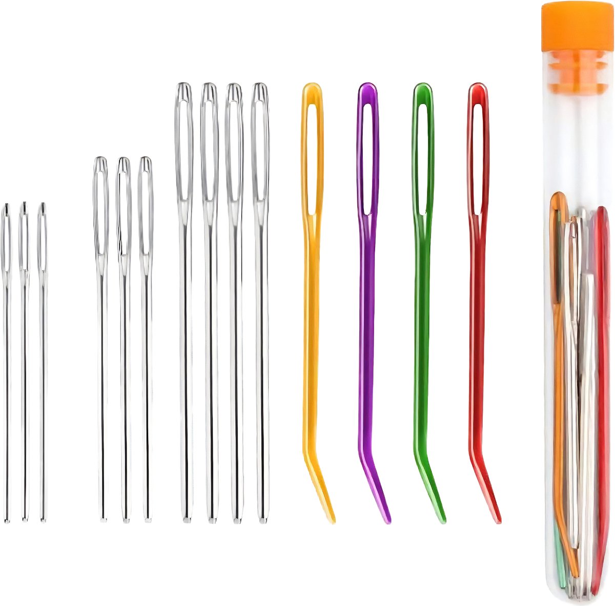 Somstyle Stopnaalden Set - 16 Stuks - Breinaalden - Naalden met Oog - Gebogen Naald - Multicolor