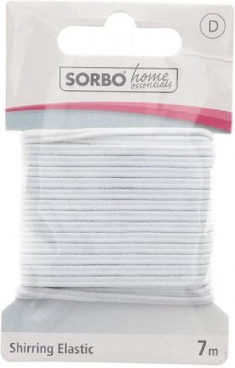Sorbo Home Essentials rimpel elastiek smal - koordelastiek 7 m - 2,5 mm x 1 mm wit - geschikt voor mondkapjes